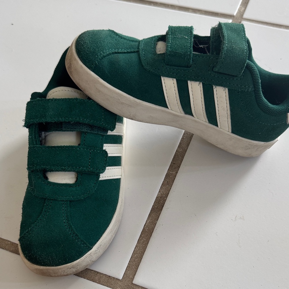 Adidas Kids Forest Green Sneakers with White Stripes